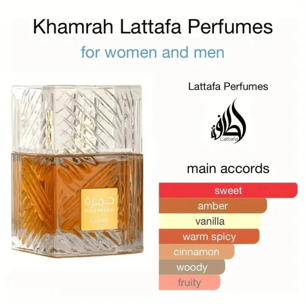 Lattafa-Khameah Unisex Perfume Spray 3.4 Oz Elegant Spicy Fragrance with Warm Notes of Vanilla and Amber Wood Christmas Gift