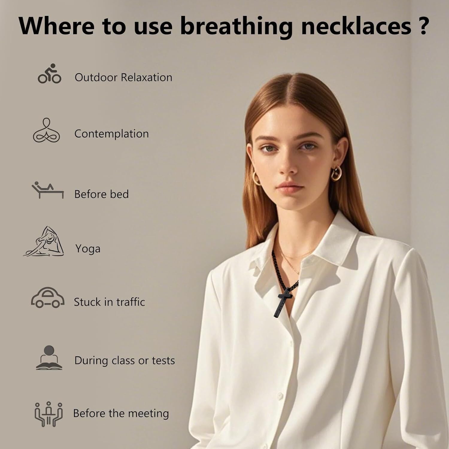 Cross Breathing Necklace to Quit Smoking for Men & Women – Stainless Steel