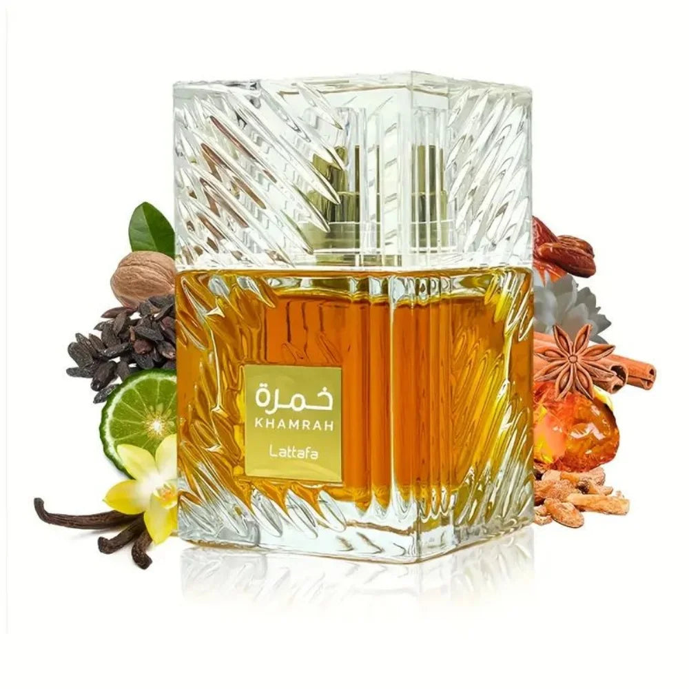 Lattafa-Khameah Unisex Perfume Spray 3.4 Oz Elegant Spicy Fragrance with Warm Notes of Vanilla and Amber Wood Christmas Gift